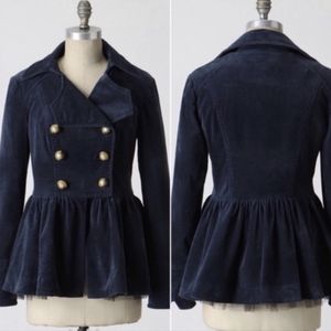 Anthropologie Idra Velvet Peplum Jacket